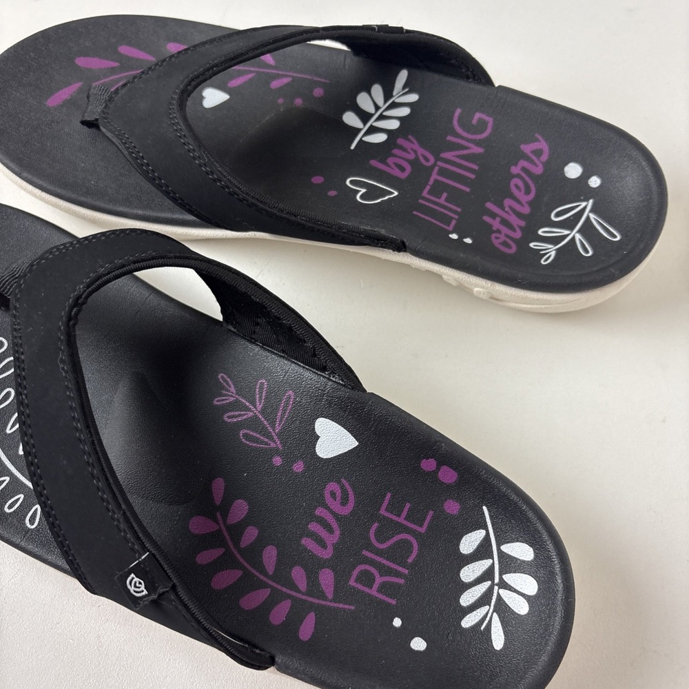 Spenco Womens Sandals Thongs Flip Flop Size 9.5D Black - Picture 4 of 10